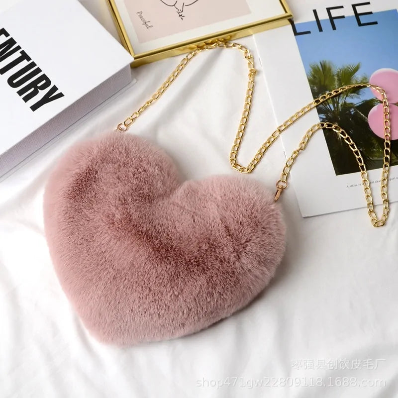 Chic Heart Faux Fur Purse - Gravity Dropz
