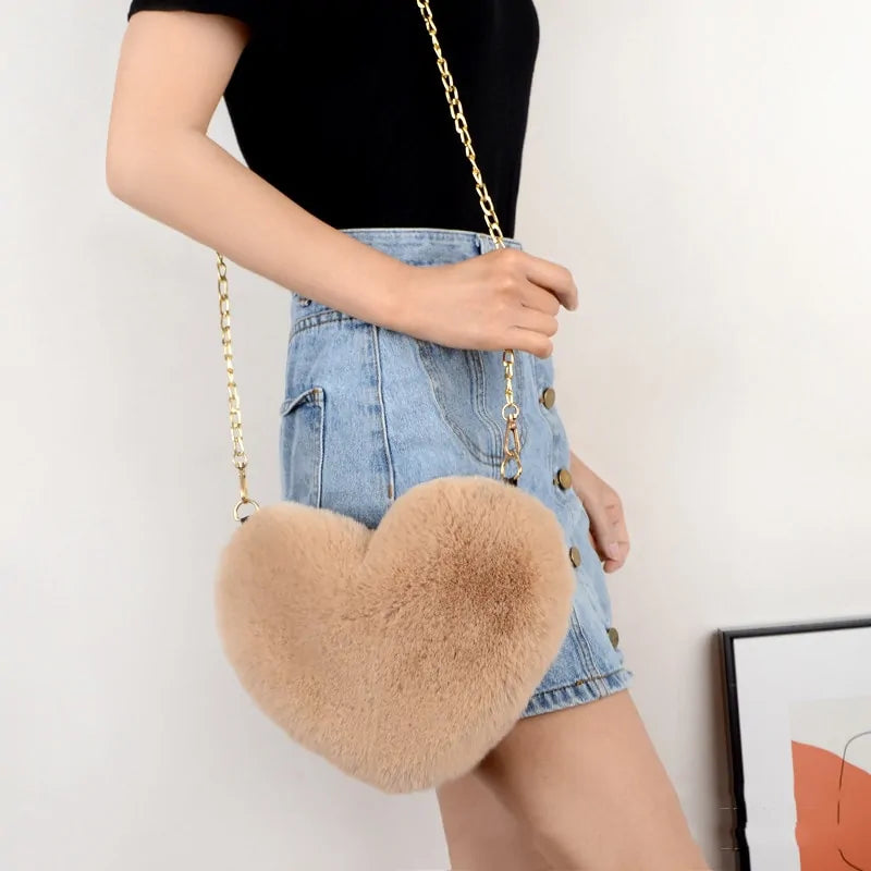 Chic Heart Faux Fur Purse - Gravity Dropz