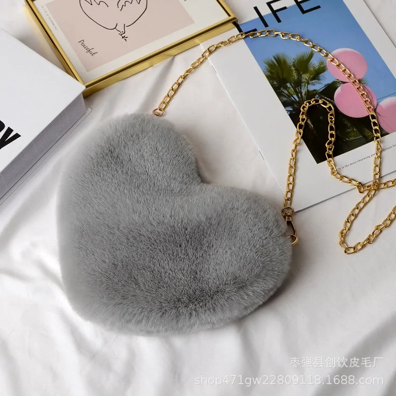 Chic Heart Faux Fur Purse - Gravity Dropz
