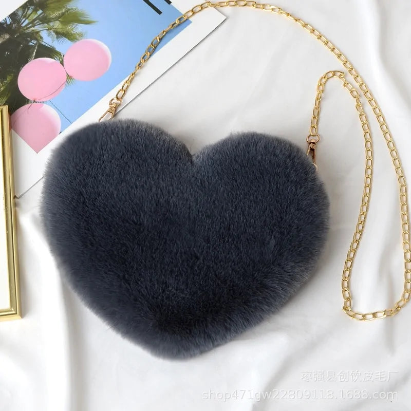 Chic Heart Faux Fur Purse - Gravity Dropz