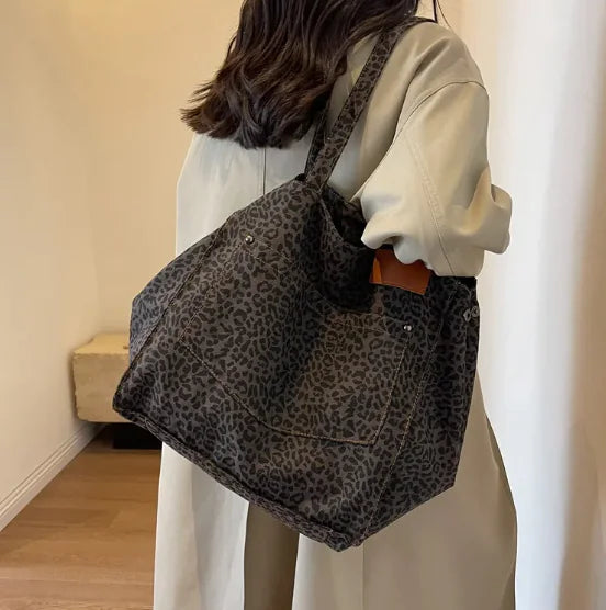 Chic Leopard Canvas Tote - Gravity Dropz