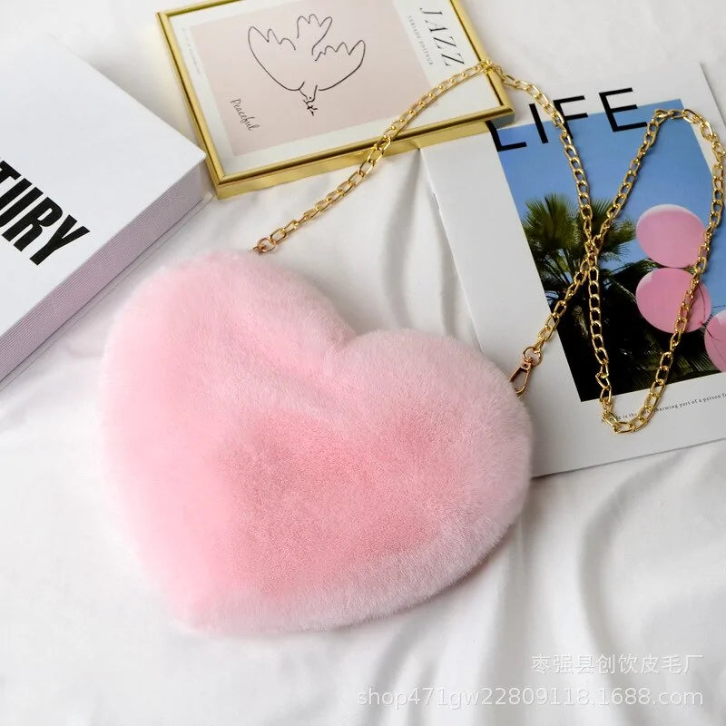 Chic Heart Faux Fur Purse - Gravity Dropz