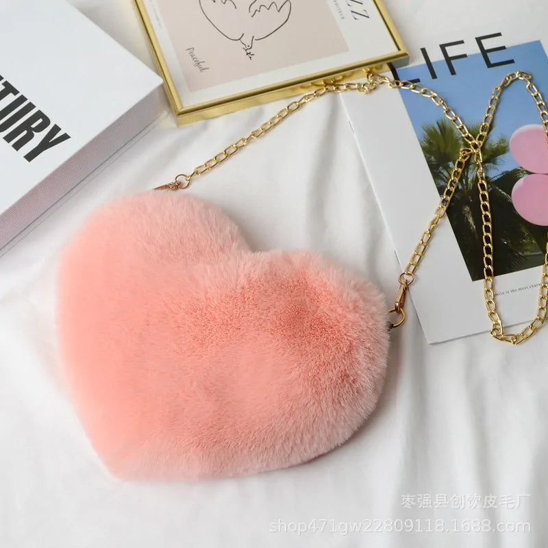 Chic Heart Faux Fur Purse - Gravity Dropz
