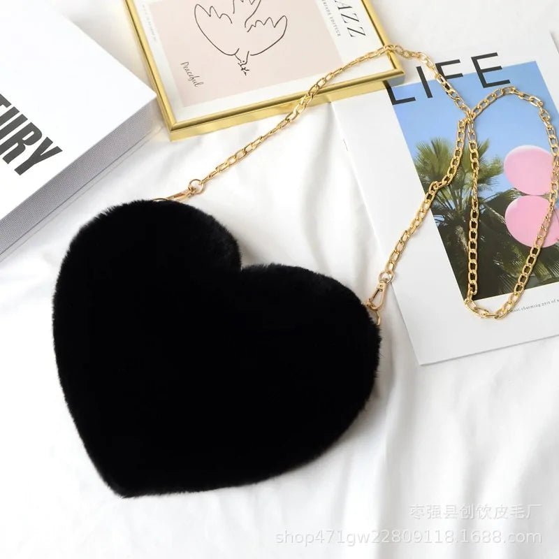 Chic Heart Faux Fur Purse - Gravity Dropz