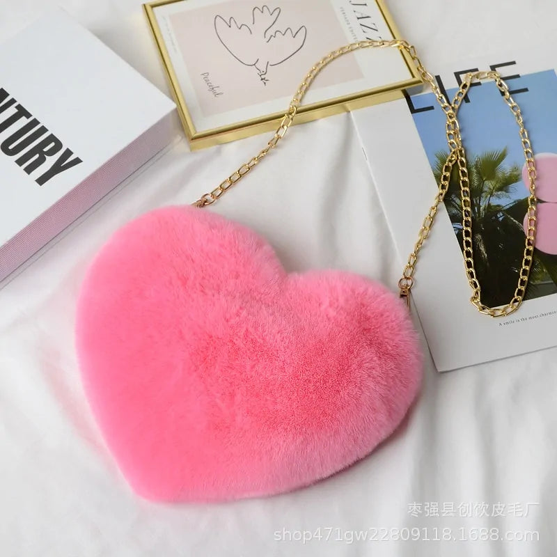 Chic Heart Faux Fur Purse - Gravity Dropz