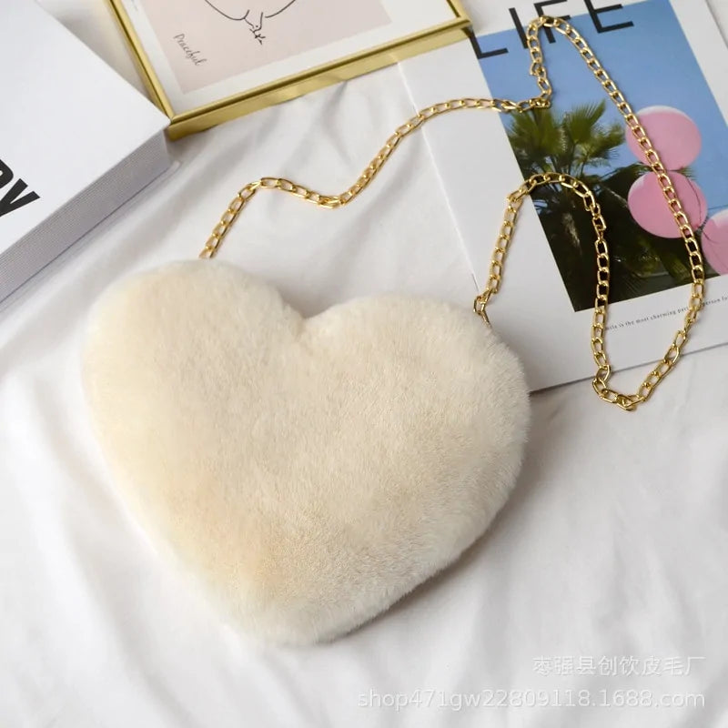 Chic Heart Faux Fur Purse - Gravity Dropz