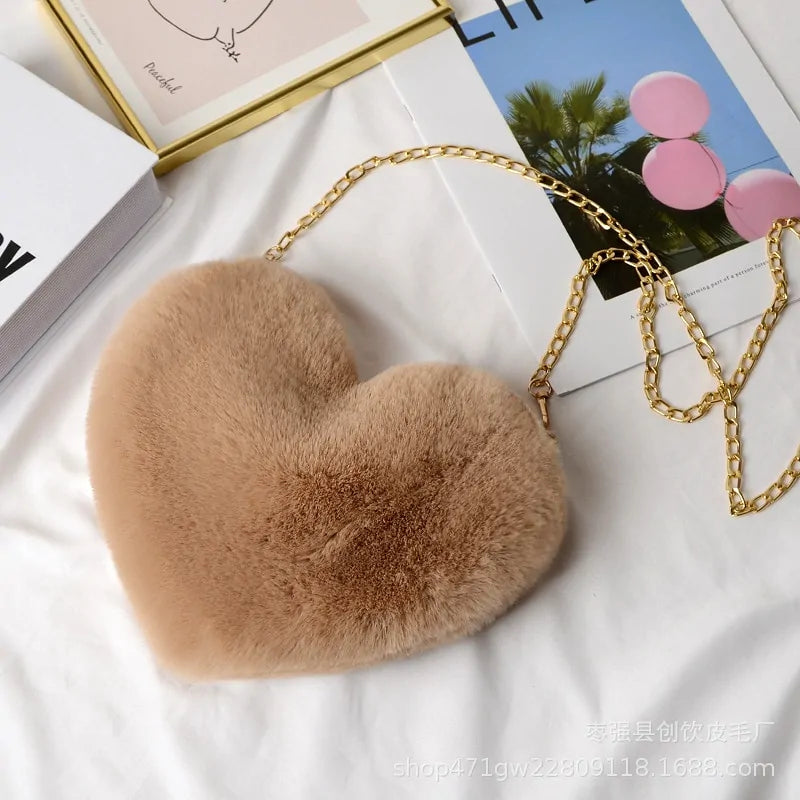Chic Heart Faux Fur Purse - Gravity Dropz
