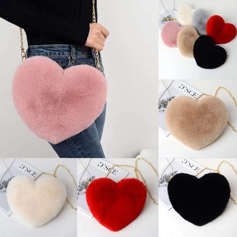 Chic Heart Faux Fur Purse - Gravity Dropz