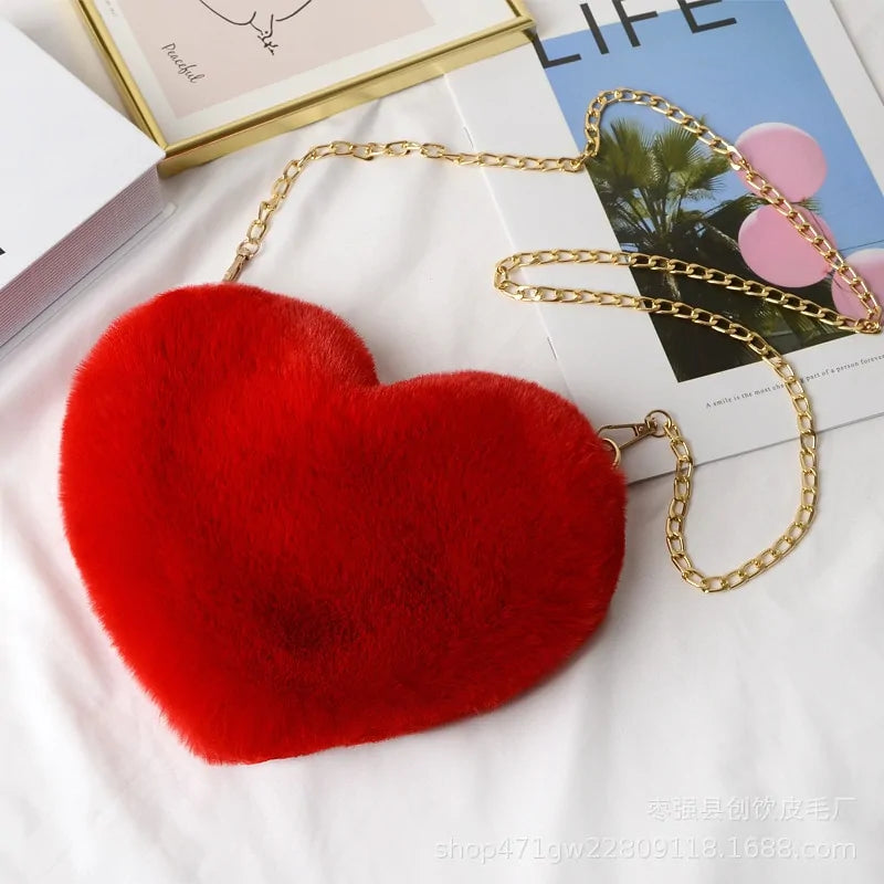 Chic Heart Faux Fur Purse - Gravity Dropz