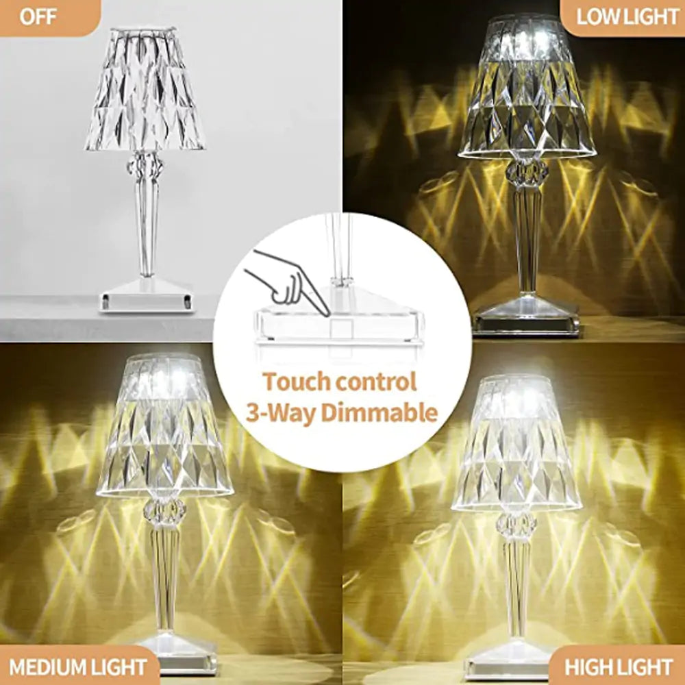 Diamond Table Lamp: USB Touch Sensor LED Night Light - Gravity Dropz