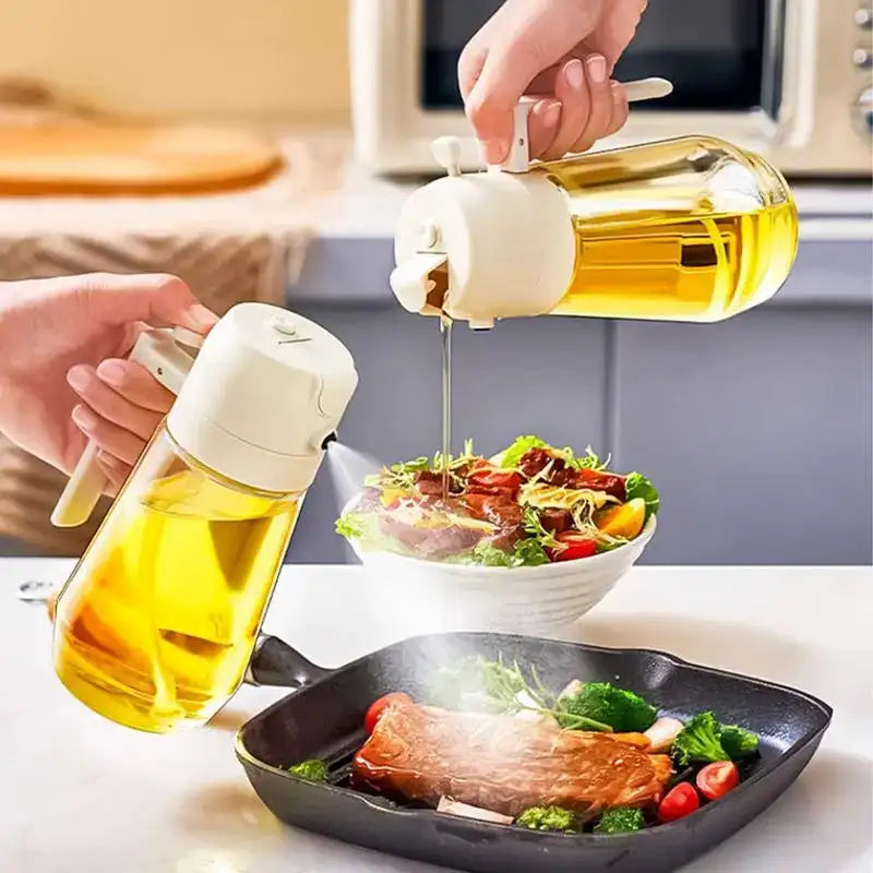 Versatile Oil and Vinegar Sprayer Set Glass Bottles - Gravity Dropz