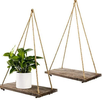 Wooden Rope Swing Shelf - Gravity Dropz