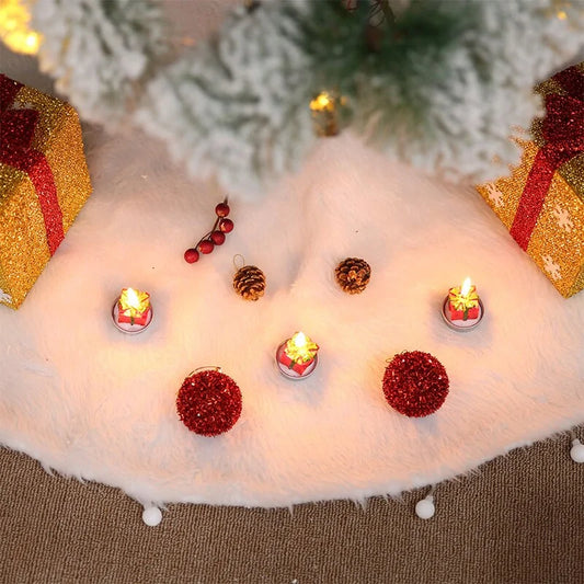 Round White Plush Christmas Tree Skirt - Gravity Dropz