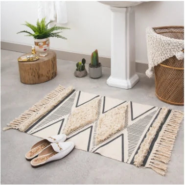 Classy Tufted Cotton Bedside Floor Rug - Gravity Dropz