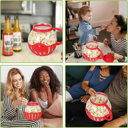 Microwave Glass Popcorn Popper With Silicone Lid - Gravity Dropz