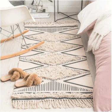 Classy Tufted Cotton Bedside Floor Rug - Gravity Dropz