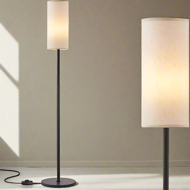 LED Floor Lamp with Linen Lampshade - Gravity Dropz