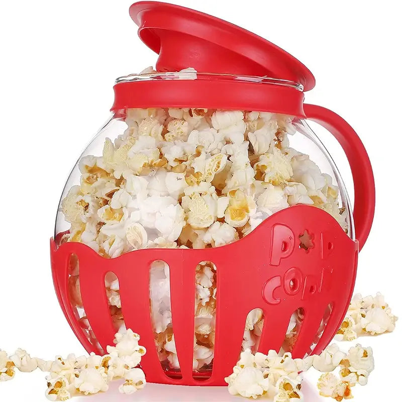 Microwave Glass Popcorn Popper With Silicone Lid - Gravity Dropz