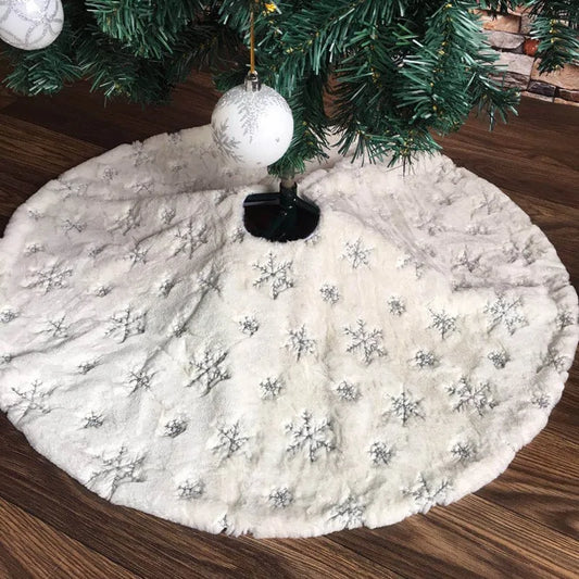 White Flannel Embroidered Snowflake Christmas Tree Skirt - Gravity Dropz