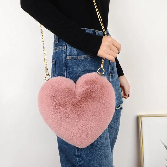 Chic Heart Faux Fur Purse - Gravity Dropz